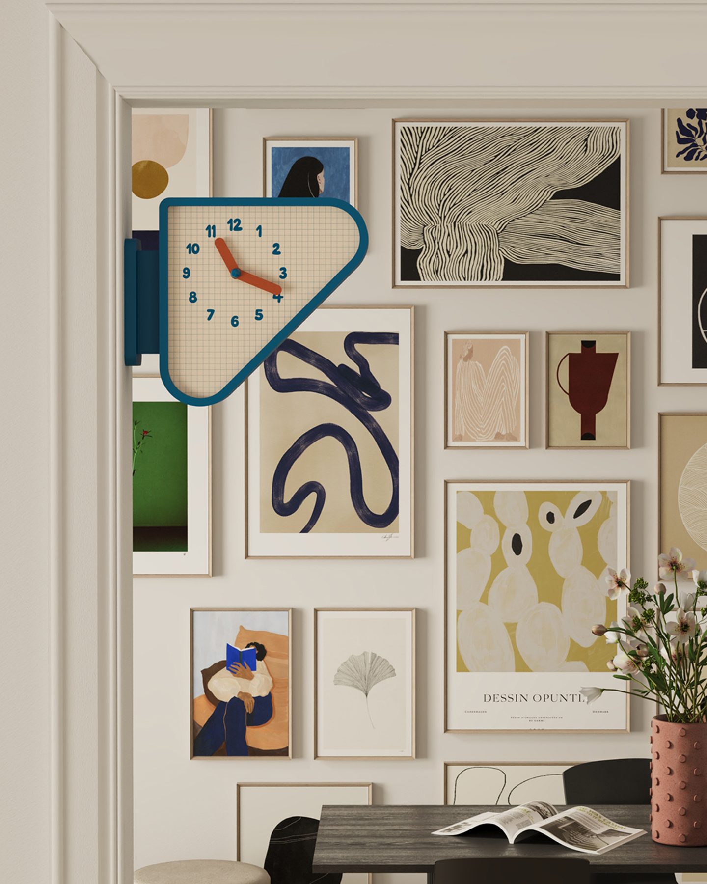 Triangle Corner View Clock