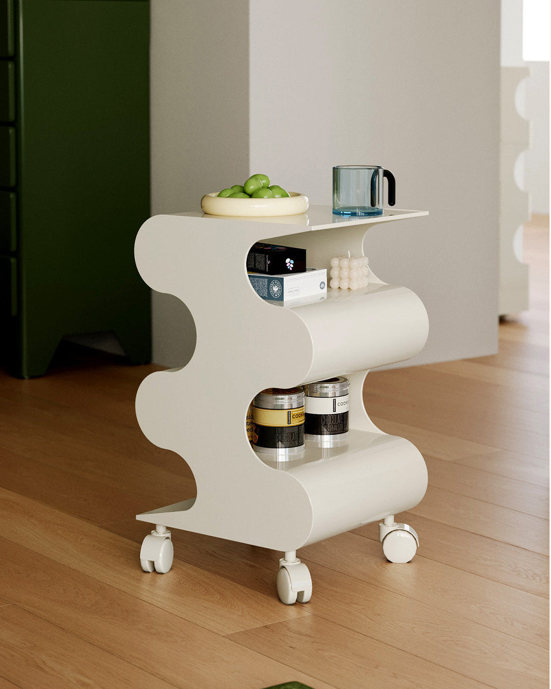 Modern Curved Rolling Cart
