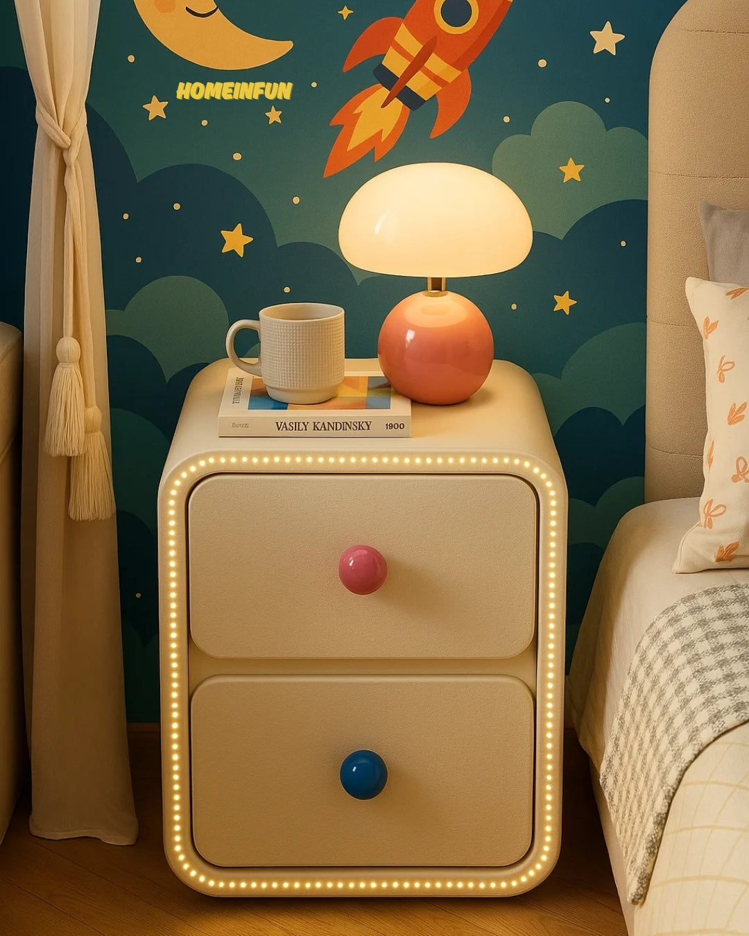 Playful Bedside Narrow Cabinet