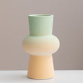 Handmade Ceramic Gradient Vase, Dopamine Geometric Matte Flower Vessels