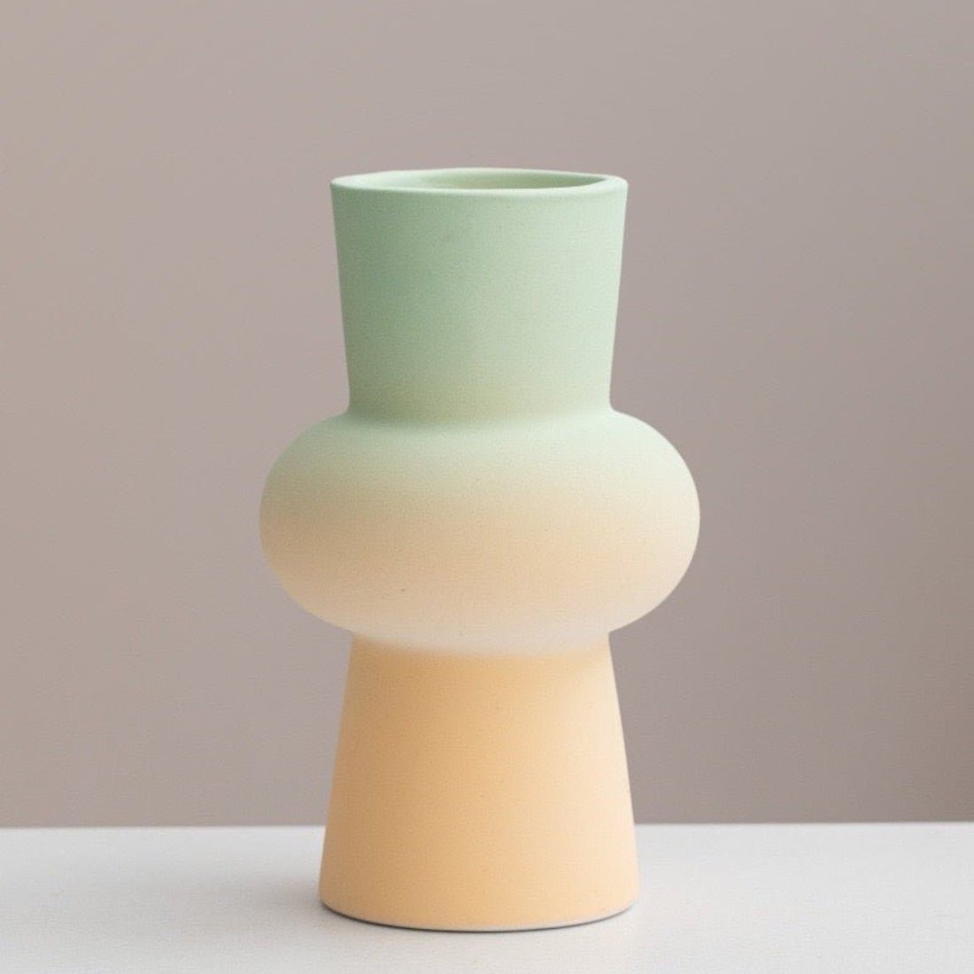 Handmade Ceramic Gradient Vase, Dopamine Geometric Matte Flower Vessels