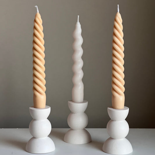 Round Jesmonite Candlestick Holder: Minimalist Table Decor