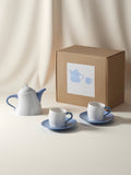 Postmodern Whimsical Wiggle Handle Ceramic Tea Set with Teapot and Mugs